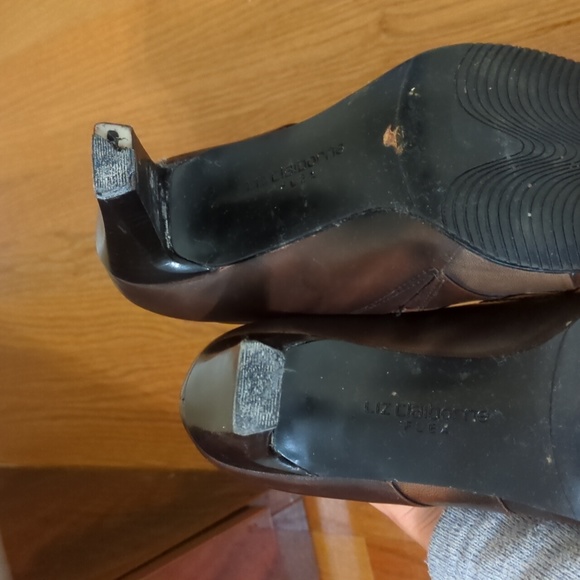 Liz Claiborne Flex Amy booties leather heeled striped ankle EUC size 8.5 - Picture 4 of 5